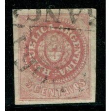 ARGENTINA 1862 GJ 10 PE. 5d ESCUDITO EJEMPLAR DE LUJO