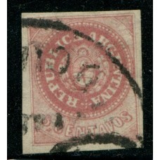 ARGENTINA 1862 GJ 10 PE. 5d ESCUDITO ESTAMPILLA CON MATASELLO TUCUMAN