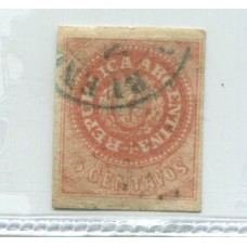 ARGENTINA 1862 GJ 07A ESCUDITO ROSA ANARANJADO DE LUJO U$ 33