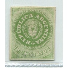 ARGENTINA 1862 GJ 08 ESCUDITO PE 6 ESTAMPILLA NUEVA, MUY BUEN EJEMPLAR U$ 190