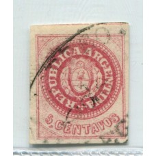 ARGENTINA 1862 GJ 12 ESCUDITO SEMIGASTADA MATASELLO GUALEGUAYCHU U$ 33 + 75%