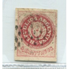 ARGENTINA 1862 GJ 14 ESCUDITO PLANCHA GASTADA U$ 44 PEQ. DEF