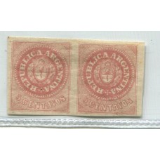 ARGENTINA 1862 GJ 10 ESCUDITO PAREJA NUEVO CON GOMA U$ 66++