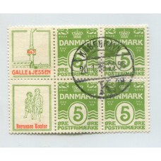 DINAMARCA 1933 ESTAMPILLAS SE-TENANT CON SELLO PUBLICITARIO USADO MI. R45-33+182/R43-32+182