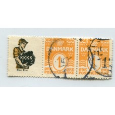 DINAMARCA 1933 ESTAMPILLAS SE-TENANT CON SELLO PUBLICITARIO USADO MI. R31-29+77
