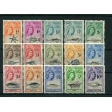 COLONIAS INGLESAS TRISTAN DA CUNHA 1960 PECES FAUNA MARINA SERIE COMPLETA DE ESTAMPILLAS MINT