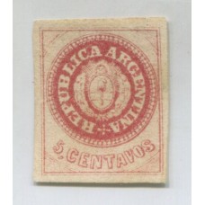 ARGENTINA 1862 GJ 14 ESCUDITO PLANCHA GASTADA ESTAMPILLA NUEVA, MUY RARA Y DE ESTUPENDA CALIDAD U$ 550