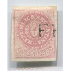 ARGENTINA 1862 GJ 07 ESCUDITO MUY BONITO EJEMPLAR CON MATASELLO FRANCA SANTIAGO DEL ESTERO