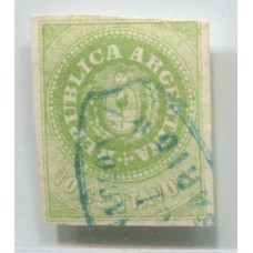 ARGENTINA 1862 GJ 08 ESCUDITO COLOR VERDE AMARILLO CLARO 