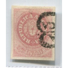 ARGENTINA 1862 GJ 10 ESCUDITO MATASELLO FRANCA DE SALTA CON VARIEDAD EN LA C DE CENTAVOS