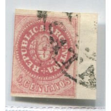 ARGENTINA 1862 GJ 10 ESCUDITO MATASELLO CINTA DE CATAMARCA EN FRAGMENTO + 200 %