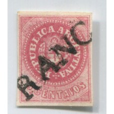 ARGENTINA 1862 GJ 10 ESCUDITO RARO Y HERMOSO COLOR ROSA