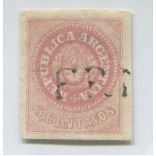 ARGENTINA 1862 GJ 10 ESCUDITO ESTAMPILLA MATASELLO FRANCA DE SANTIAGO DEL ESTERO