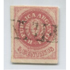 ARGENTINA 1862 GJ 12 ESCUDITO ESTAMPILLA PLANCHA SEMIGASTADA MATASELLO FRANCA DE RIO CUARTO CORDOBA U$ 33 +150%