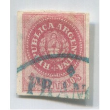 ARGENTINA 1862 GJ 10 ESCUDITO ROSA ESTAMPILLA CON MATASELLO FRANCA DE PARANA