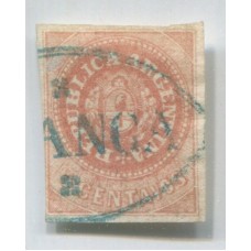 ARGENTINA 1862 GJ 07A ESCUDITO MUY BONITO EJEMPLAR CON VARIOS ANGULOS CORTADOS U$ 33