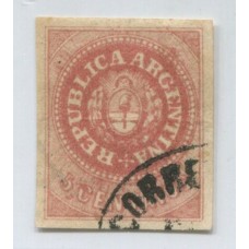 ARGENTINA 1862 GJ 10 ESCUDITO ESTAMPILLA CON MATASELLO FRANCA DEL MORRO