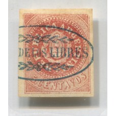 ARGENTINA 1864 GJ 15 ESCUDITO HERMOSO EJEMPLAR CON MATASELLO PASO DE LOS LIBRES, DE LUJO U$ 33 +