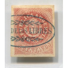 ARGENTINA 1864 GJ 15 ESCUDITO HERMOSO EJEMPLAR CON MATASELLO PASO DE LOS LIBRES, DE LUJO U$ 33 +