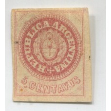 ARGENTINA 1862 GJ 14 ESCUDITO PLANCHA GASTADA, MINIMO DOBLEZ EN UN ANGULO ES UNO O DOS MILIMETROS, ESTAMPILLA NUEVA U$ 540