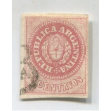 ARGENTINA 1862 GJ 10b ESCUDITO ESTAMPILLA CON VARIEDAD PUNTO SOBRE LA "L" CON SU CUATRO MARGENES Y MATASELLO SALTA U$ 100+30%