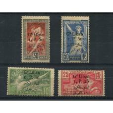 COLONIAS FRANCESAS LIBANO 1924 Yv. 45/8 SERIE COMPLETA DE ESTAMPILLAS NUEVAS CON GOMA OLIMPIADAS DEPORTES 140 EUROS RARA