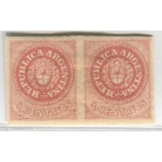 ARGENTINA 1862 GJ 10 ESCUDITO HERMOSA PAREJA CON GOMA ORIGINAL PLENA SOLO COMO SELLOS SUELTOS +U$ 66