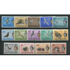 COLONIAS INGLESAS ASCENSION 1963 Yv. 76/89 SERIE COMPLETA DE ESTAMPILLAS NUEVAS MINT, HERMOSA CALIDAD AVES PAJAROS 90 EUROS