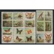 CUBA 1961 Yv. 568/82 SERIE COMPLETA DE ESTAMPILLAS MINT AVES PAJAROS CARACOLES MARIPOSAS EN BLOQUES HORIZONTALES, RARA 25 EUROS