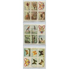 CUBA 1961 Yv. 568/82 SERIE COMPLETA DE ESTAMPILLAS MINT AVES PAJAROS CARACOLES MARIPOSAS EN BLOQUES VERTICALES, RARA 25 EUROS