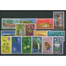 COLONIAS INGLESAS St. VINCENT Yv. 207/21 SERIE COMPLETA DE ESTAMPILLAS FLORES AVES BARRCOS MINT 63 EUROS