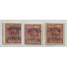 COLONIAS ESPAÑOLAS FERNANDO PO 1908 Yv. 159/9B SERIE COMPLETA DE ESTAMPILLAS NUEVAS CON GOMA