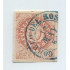 ARGENTINA 1864 GJ 15 ESTAMPILLA ESCUDITO "C" ESTRECHA U$ 33