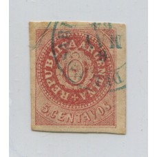 ARGENTINA 1864 GJ 15 ESTAMPILLA ESCUDITO "C" ESTRECHA U$ 33