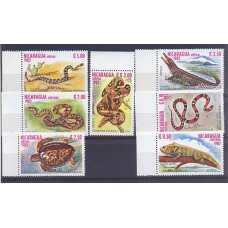 NICARAGUA SERIE COMPLETA MINT FAUNA SERPIENTES TORTUGA