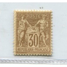 FRANCIA 1876 Yv. 069 MUY RARA ESTAMPILLA NUEVA CON GOMA FRESCA CON PEQUEÑO Y SUAVE RESTO DE BISAGRA , SELLO DE GRAN LUJO 600 EUROS