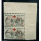 FRANCIA 1918 Yv. 156 CRUZ ROJA MUY BUEN SELLO PAREJA DE ESTAMPILLAS NUEVAS CON BORDE ESQUINA DE HOJA 280 Euros