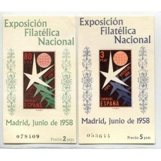 ESPAÑA 1958 BLOQUES Yv. 19/20 NUEVOS MINT, RAROS 90 EUROS