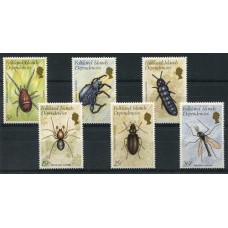 MALVINAS 1982 DEPENDENCIAS INSECTOS SERIE COMPLETA DE ESTAMPILLAS MINT