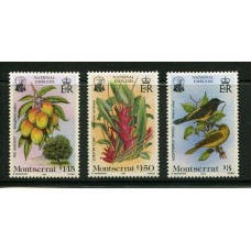 MONTSERRAT FLORES AVES SERIE COMPLETA DE ESTAMPILLAS MINT