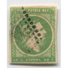 ESPAÑA 1874 EMISIONES CARLISTAS Yv. 4 RARA ESTAMPILLA USADA 75 EUROS EDIFIL # 158 € 395