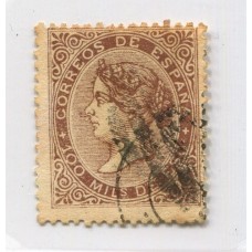 ESPAÑA 1868 YV. 099 ESTAMPILLA USADA 80 Euros