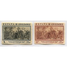 ESPAÑA 1930 Yv. 455 y 456 LOS VALORES FINALES DE LA SERIE ESTAMPILLAS NUEVAS SIN GOMA 69 EUROS