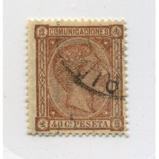 ESPAÑA 1875 Yv. 158 ESTAMPILLA USADA 45 Euros