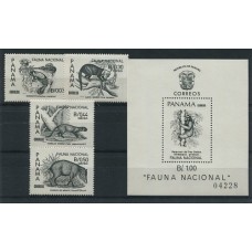 FAUNA SALVAJE PANAMA SERIE COMPLETA DE ESTAMPILLAS MINT + BLOQUE