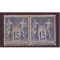 FRANCIA 1877 Yv. 90 PAREJA DE ESTAMPILLAS MINT HERMOSA CALIDAD 100 Euros + 100 %