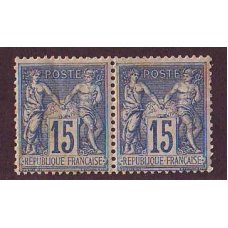 FRANCIA 1877 Yv. 90 PAREJA DE ESTAMPILLAS MINT HERMOSA CALIDAD 100 Euros + 100 %