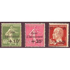 FRANCIA 1929 Yv. 253/5 SERIE COMPLETA DE ESTAMPILLAS NUEVAS HERMOSA CALIDAD 120 Euros