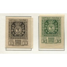 ESPAÑA 1936 Yv. 555/6 SERIE COMPLETA DE ESTAMPILLAS NUEVAS MINT Yv. 150 EUROS EDIFIL 178 EUROS