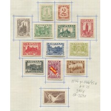 ESPAÑA 1936 Yv. 566/75B + E. 25 SERIE COMPLETA DE ESTAMPILLAS NUEVAS CON GOMA € 210 EDIFIL € 269